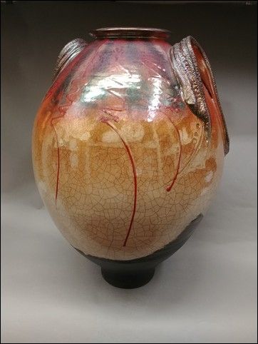 Click to view detail for X-Large 3-Time Fired Raku Floor Vase 20