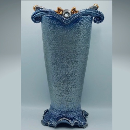 #210355 Vase Salt-Fired with Gold/Silver $129 at Hunter Wolff Gallery