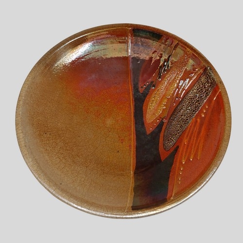 #221101 Raku Platter, Shallow Bowl $95 at Hunter Wolff Gallery