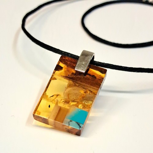 HWG-2392 Pendant, Multi-Color Rectangular Shape with TQ Accent $58 at Hunter Wolff Gallery