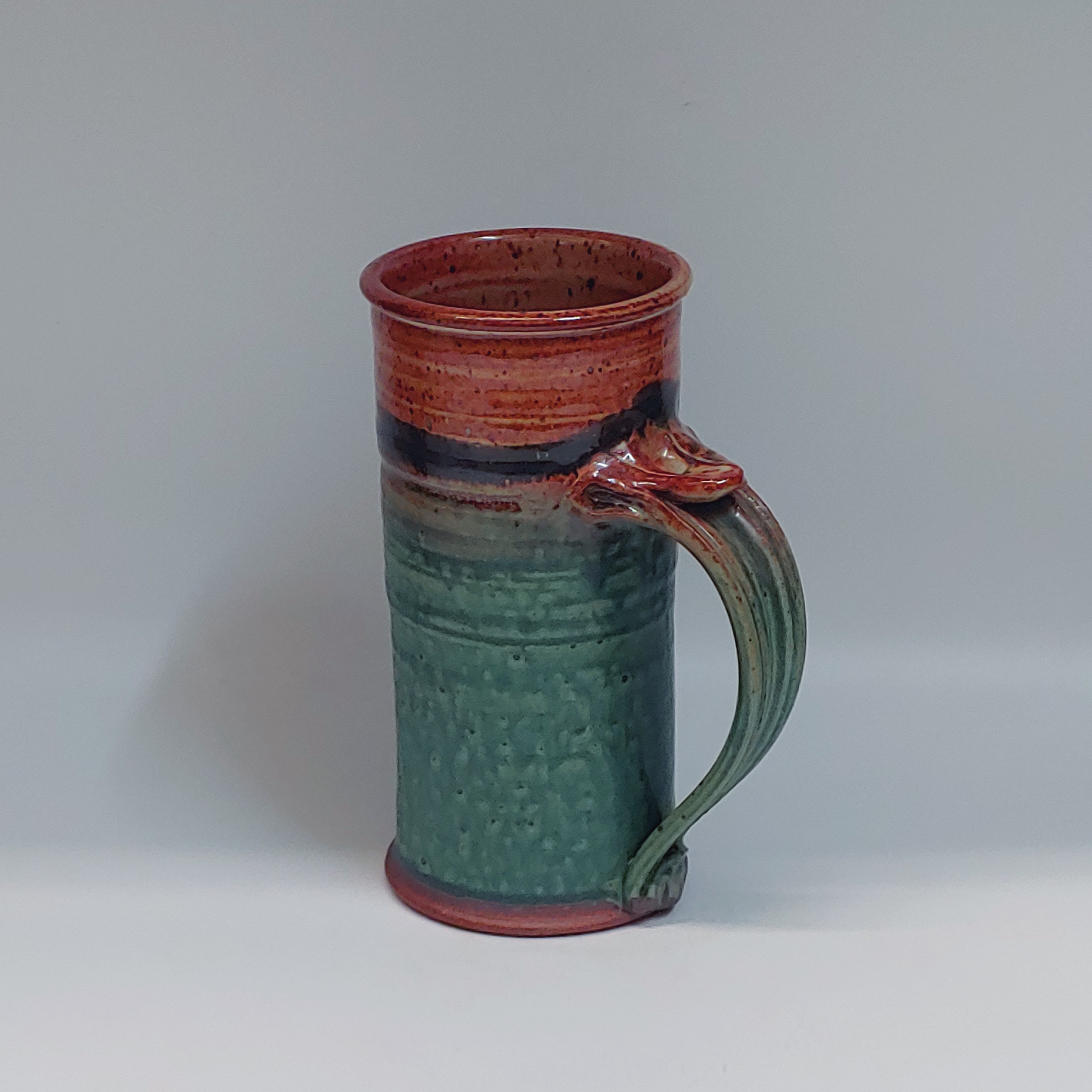 #220243 Mug, Beer Stein, Green/Tan with Black Stripe $22 at Hunter Wolff Gallery