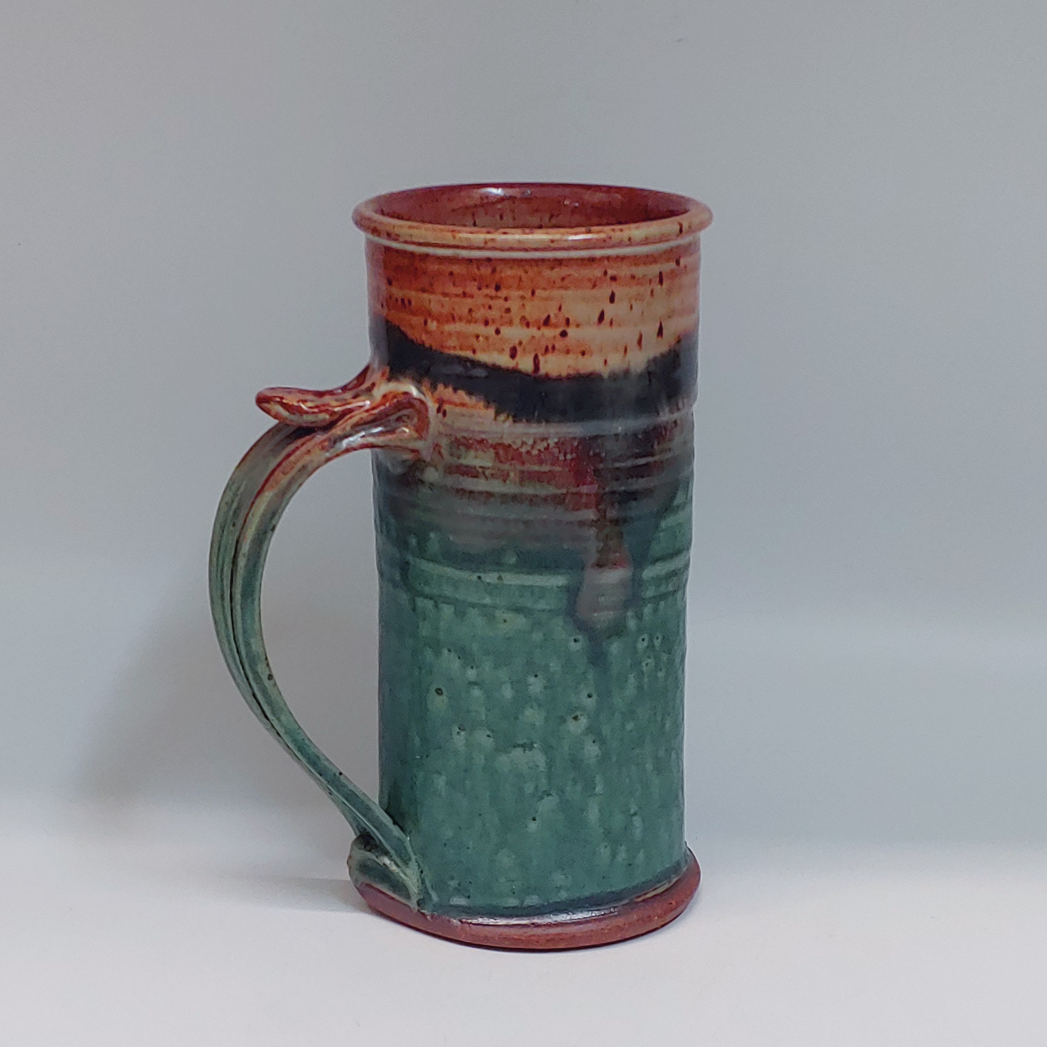 #220243 Mug, Beer Stein, Green/Tan with Black Stripe $22 at Hunter Wolff Gallery
