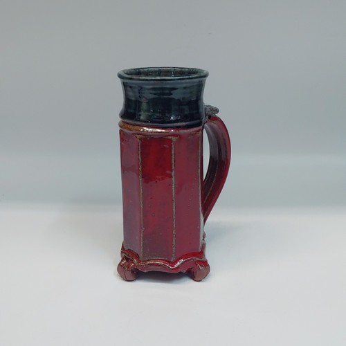 #220246 Mug, 3-Footed, Red/black $25 at Hunter Wolff Gallery