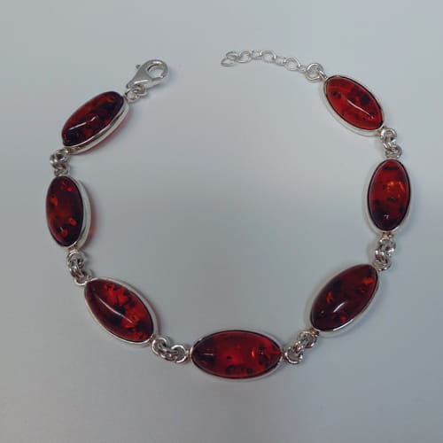 Click to view detail for HWG-035 Bracelet, 7 Ovals, Amber Small $87
