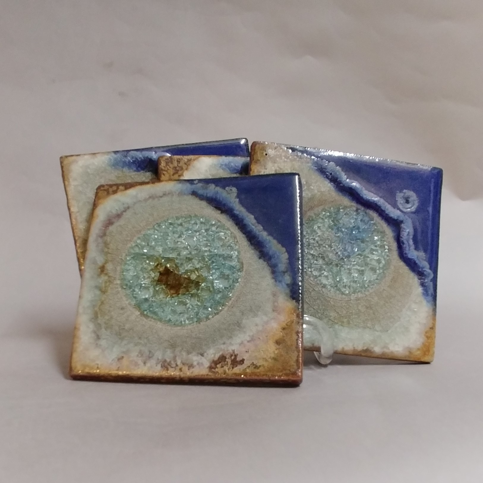 Click to view detail for KB-588 Coasters Set of 4 Blue and Copper $43
