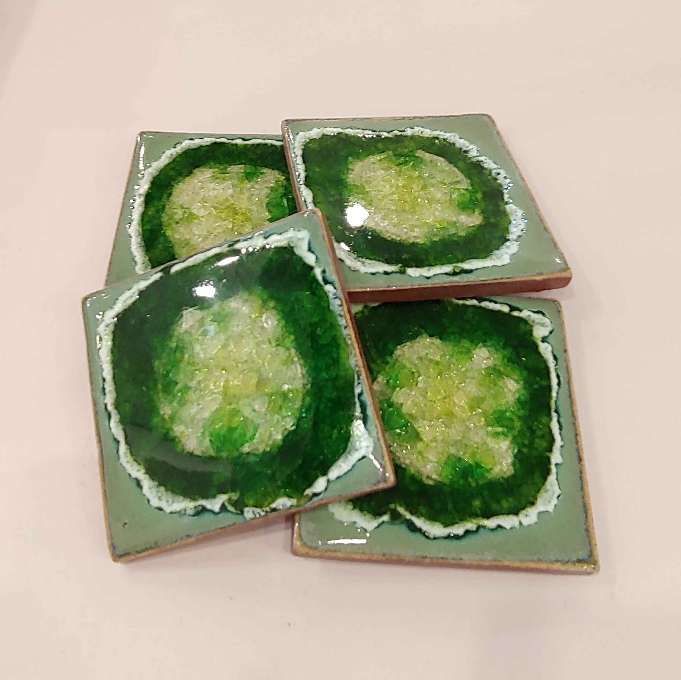 Click to view detail for KB-589 Coasters Set of 4  Green and Copper $43