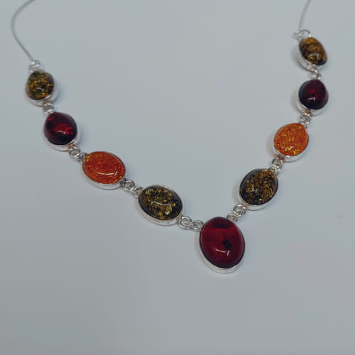 Click to view detail for HWG-046 Necklace, 9 Small Ovals, Multi-Color $196