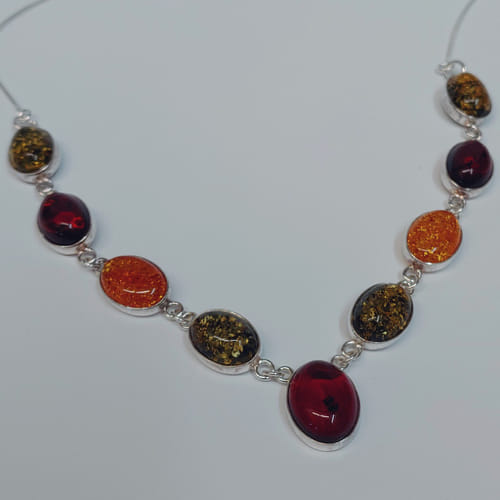 HWG-046 Necklace, 9 Small Ovals, Multi-Color $196 at Hunter Wolff Gallery