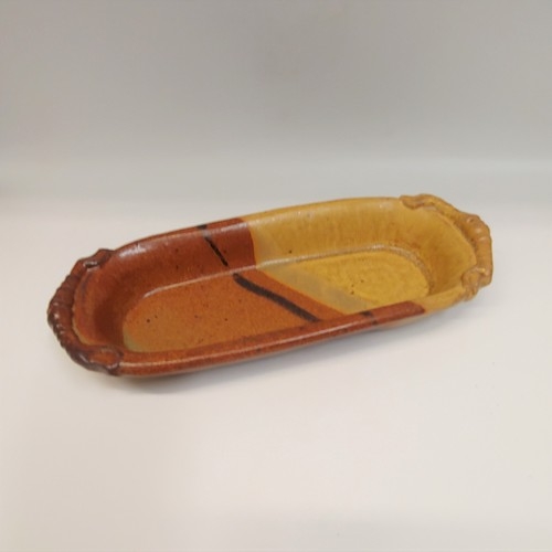 #220511 Baking Dish Oval Cobalt Rust/Yellow $12 at Hunter Wolff Gallery