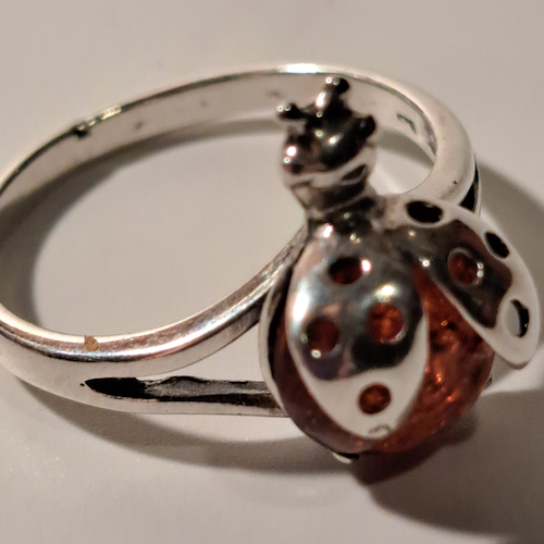 HW-535 Ring, Lady Bug, Dark Amber $41 at Hunter Wolff Gallery