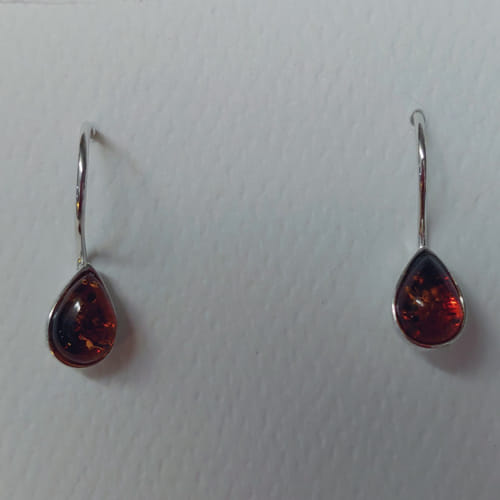 Click to view detail for HWG-054 Earrings Oval, Tiny Amber, Silver $30