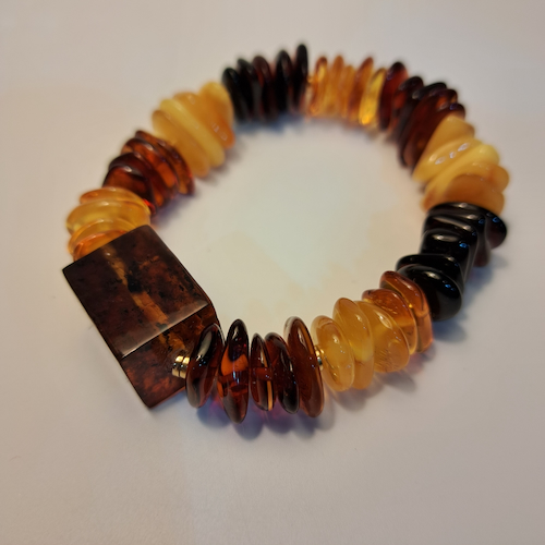 Click to view detail for HW-546 Bracelet, Multi-Color Nuggets, Square Chunk, Stretchy $122