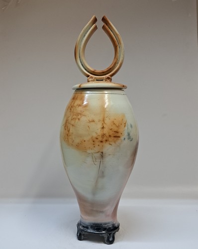 BS-055 Vessel Lidded, Saggar Fired 10.5x5.5 $220 at Hunter Wolff Gallery