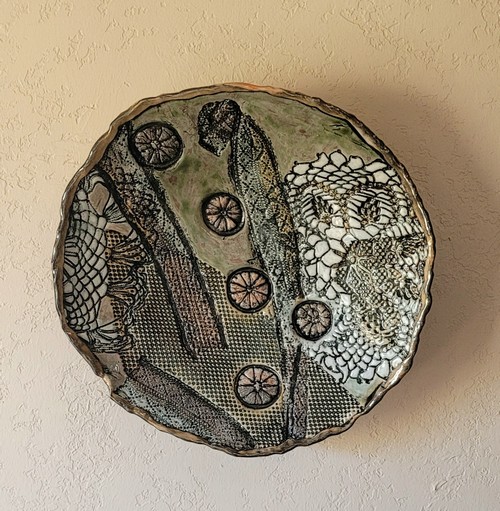SL-645 Round Platter Porcelain, Impressions Wall Plaque $495 at Hunter Wolff Gallery