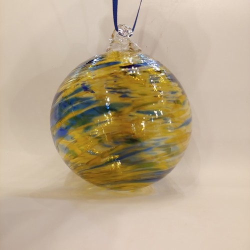 DB-674 Ornament Blue & Yellow Twist $35 at Hunter Wolff Gallery