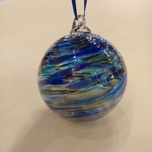 DB-675 Ornament Cobalt & Silver Twist $35 at Hunter Wolff Gallery