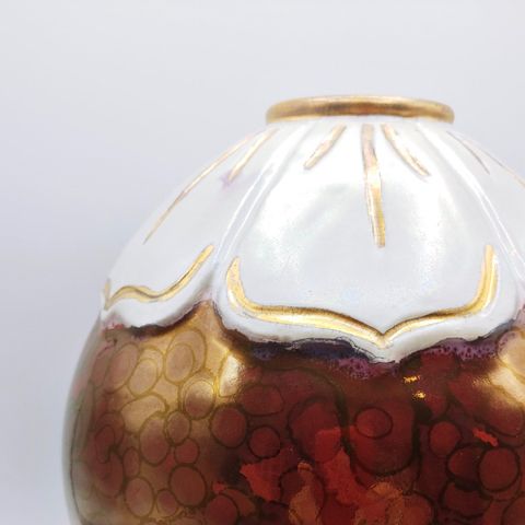 #211043 Anniversary Vase Raspberry Luster $139 at Hunter Wolff Gallery