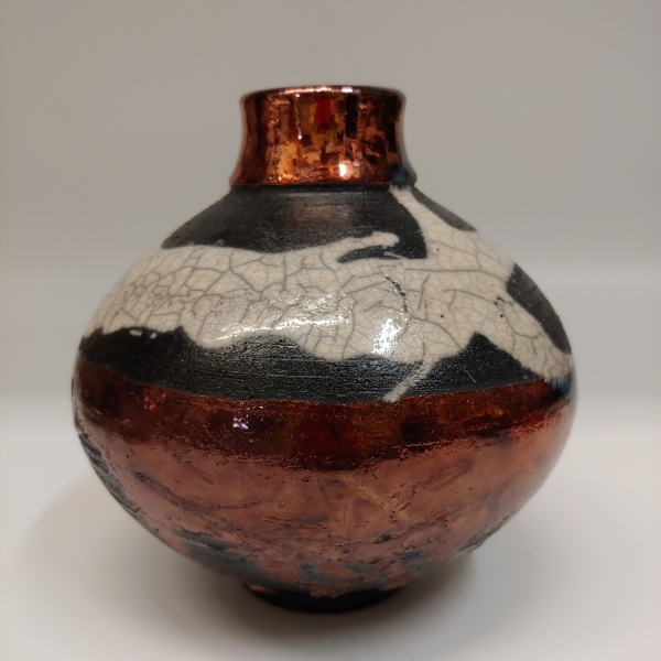 #220717 Raku Copper, White Crackle and Black $22 at Hunter Wolff Gallery