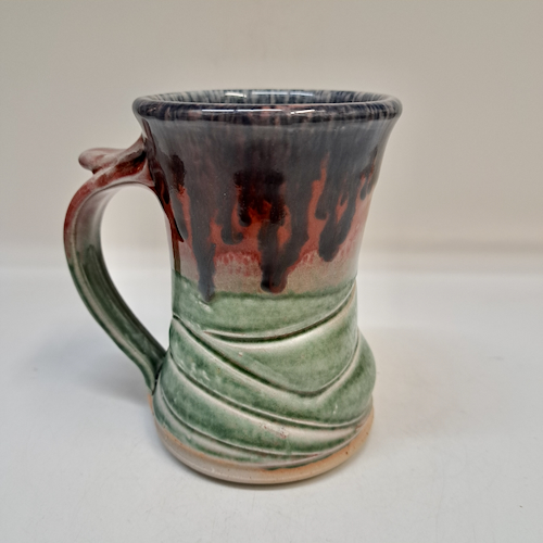 Click to view detail for #250724 Mug Rose/Green/Black  $19