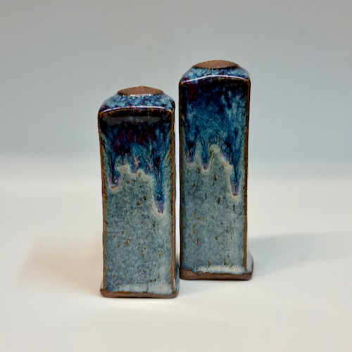 #230731 Salt & Pepper Set Blue/Red/White $18 at Hunter Wolff Gallery