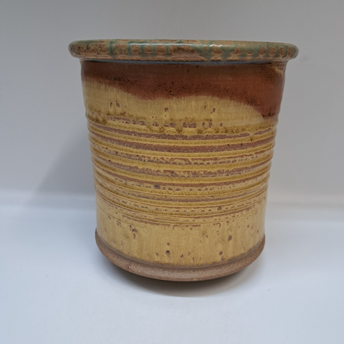#250749 Utensil Holder, Brown,Yellow, Moss Green $28 at Hunter Wolff Gallery