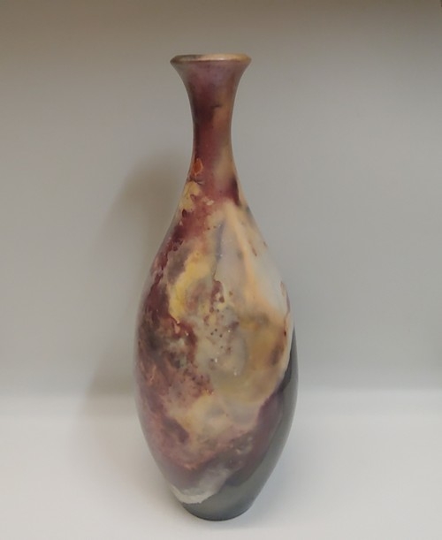 Click to view detail for BS-007 Vase, Pit Fired Bottleshape 14.5x4.75 $295