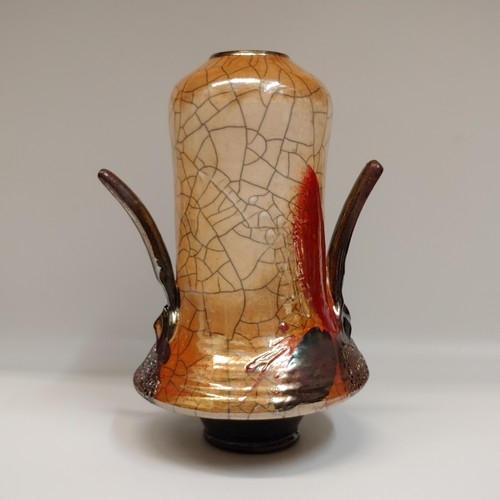 #221185 Raku Vase 3xFired 10.5x6x6 $42 at Hunter Wolff Gallery