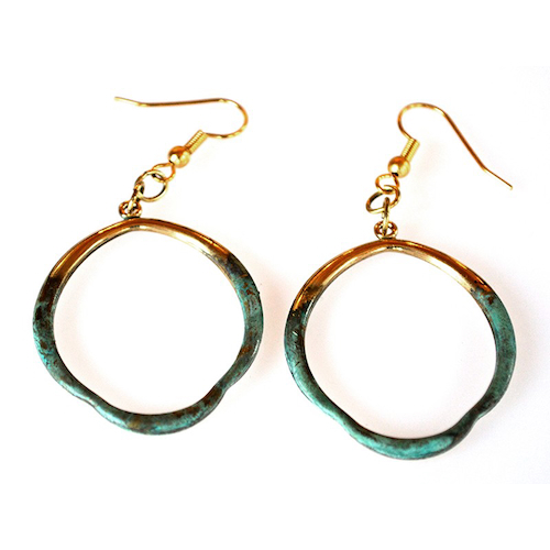 Click to view detail for EC-166 Earrings Asymetrical Open Sculptural Circle Dangle  $67