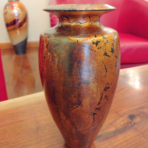 BEN-2003 Vase, Turned Wood with Silver Leaf Finish $200 at Hunter Wolff Gallery