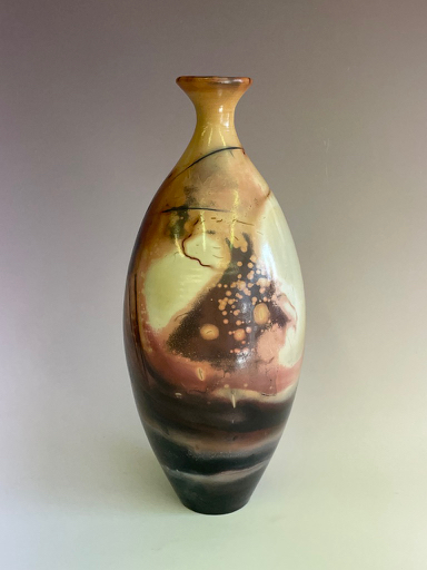 Click to view detail for BS-023 Vessel Saggar Fired Bottle Shaped 14 1/2 T x 6 W $295