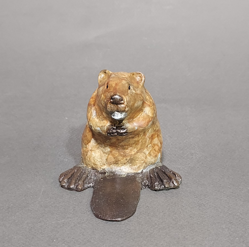 Click to view detail for FL159 Happy Little Beaver Bronze Sculpture $500