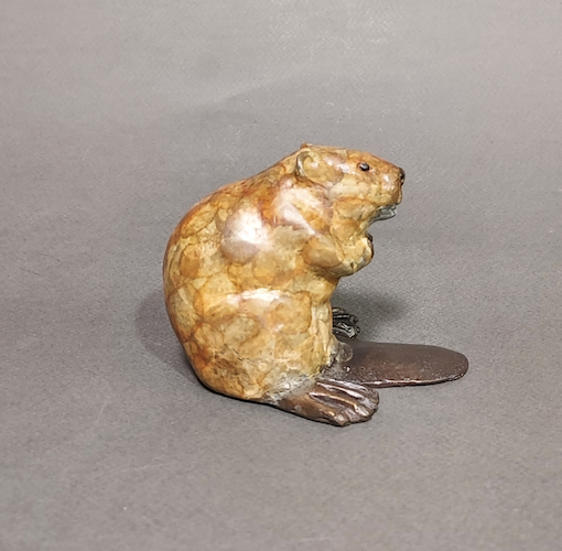 FL159 Happy Little Beaver Bronze Sculpture $500 at Hunter Wolff Gallery