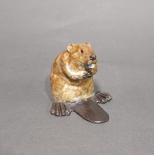 FL159 Happy Little Beaver Bronze Sculpture $500 at Hunter Wolff Gallery