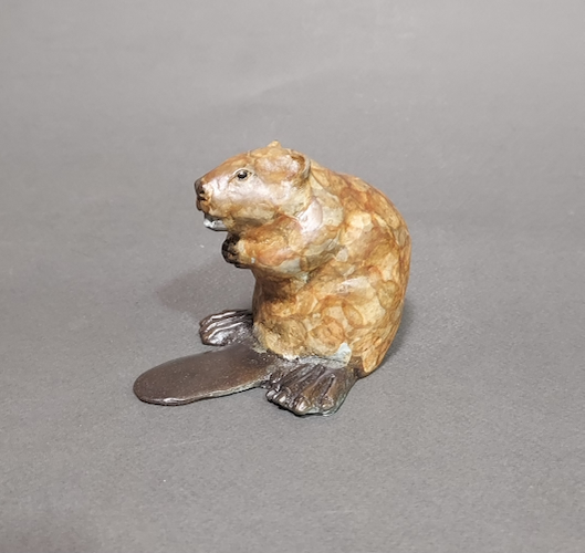 FL159 Happy Little Beaver Bronze Sculpture $500 at Hunter Wolff Gallery