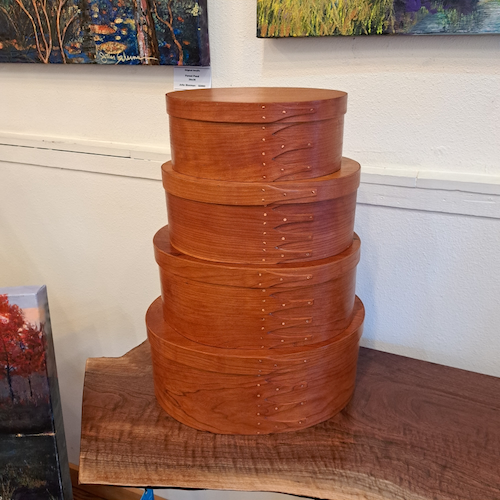 BJ-010 Shaker Oval Treasure (Nesting) Boxes / Set of 4, Cherry $2300 at Hunter Wolff Gallery