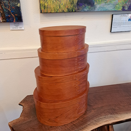 BJ-010 Shaker Oval Treasure (Nesting) Boxes / Set of 4, Cherry $2300 at Hunter Wolff Gallery