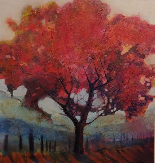 Click to view detail for Blushing Red Tree 34x32  $1900