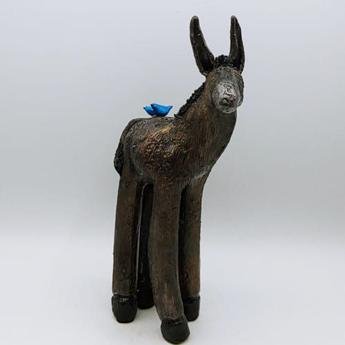 Click to view detail for CS-002 Jose Burro with two blue birds  $400