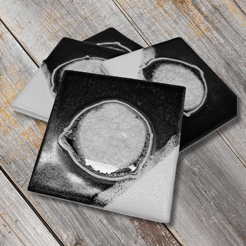Click to view detail for KB-715 Coasters Set of 4 Black & White 4x4 $45
