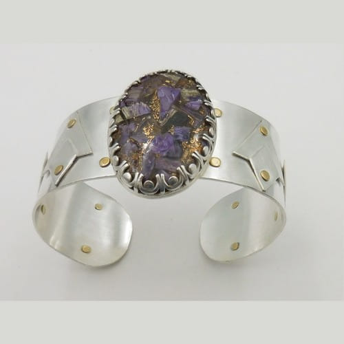 Click to view detail for DKC-1143 Cuff Amethyst, Bronze $275
