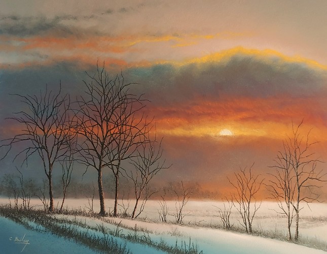 Deep Winter Sunset 11x14 $985 at Hunter Wolff Gallery