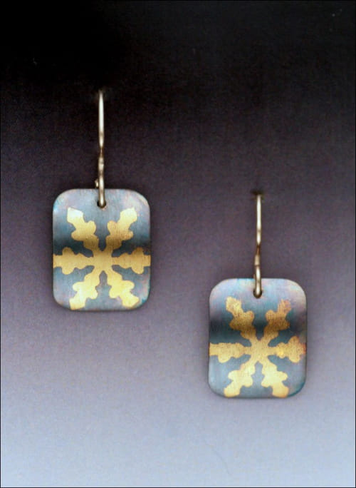 Click to view detail for MB-E329B Earrings Snowflake Rectangle