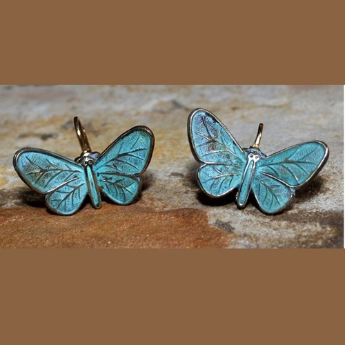 Click to view detail for EC-121 Earrings Brass Sculptural Butterfly $70