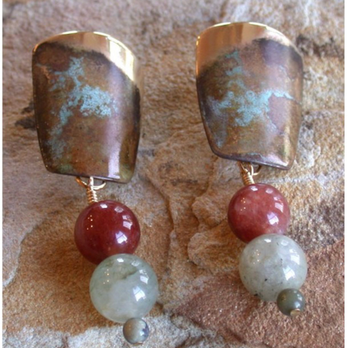 Click to view detail for EC-173 Earrings Contemporary Tapered Barrel with Tourmaline $95