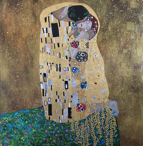 Ode To The Kiss 40x40 $7500 at Hunter Wolff Gallery