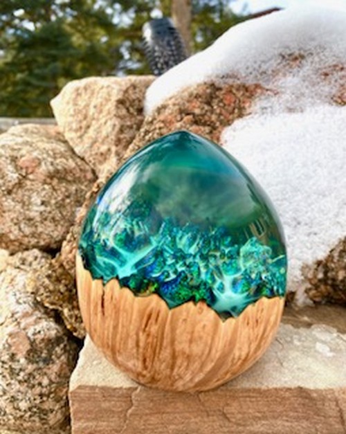 SH235 Maple & Blue Resin $225 at Hunter Wolff Gallery