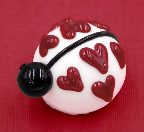 Click to view detail for HG-229 Ladybug Chocolate White with Cherry Hearts $46