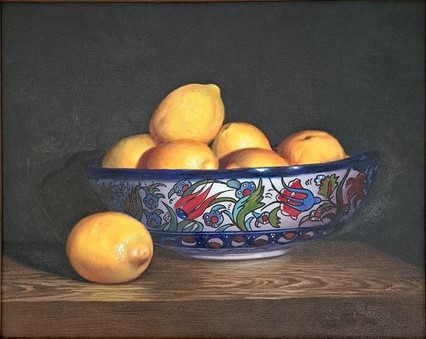 Lemons and Turkish Tulip Bowl 16x20 $1400 at Hunter Wolff Gallery