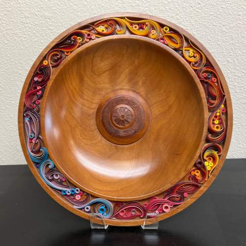 Click to view detail for MH082 Platter, Cherry, Quilling Rainbow $500