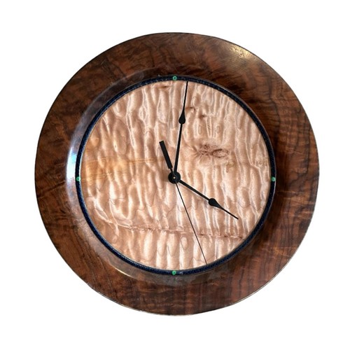 Click to view detail for  MH103 Clock, Claro Walnut & Quilted Maple $300